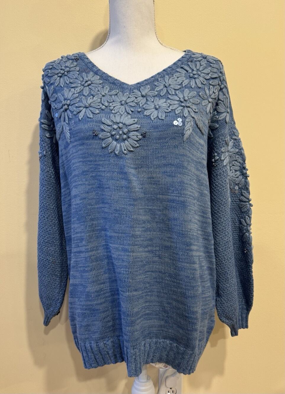 Soft Surroundings Palenque Sweater in Chambray Blue Size Medium (10/12) - NWT